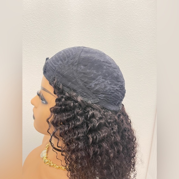 16” Top Quality Virgin Human Hair Kinky Curly 3/4 Half Wig, with combs - Picture 7 of 8
